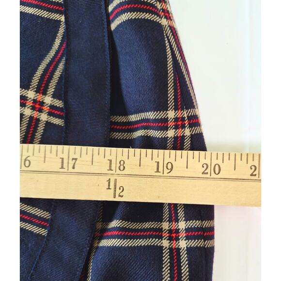 Brooks Brothers Tartan Plaid Wool Skirt Sz 10 Faux Wrap Blue Red Academia Preppy - Picture 9 of 10